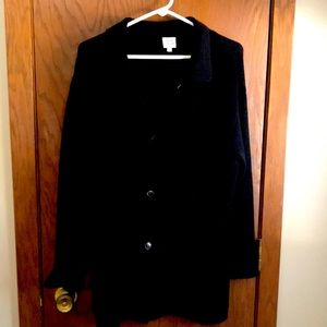 Margaret O’Leary black heavy button down cardigan.